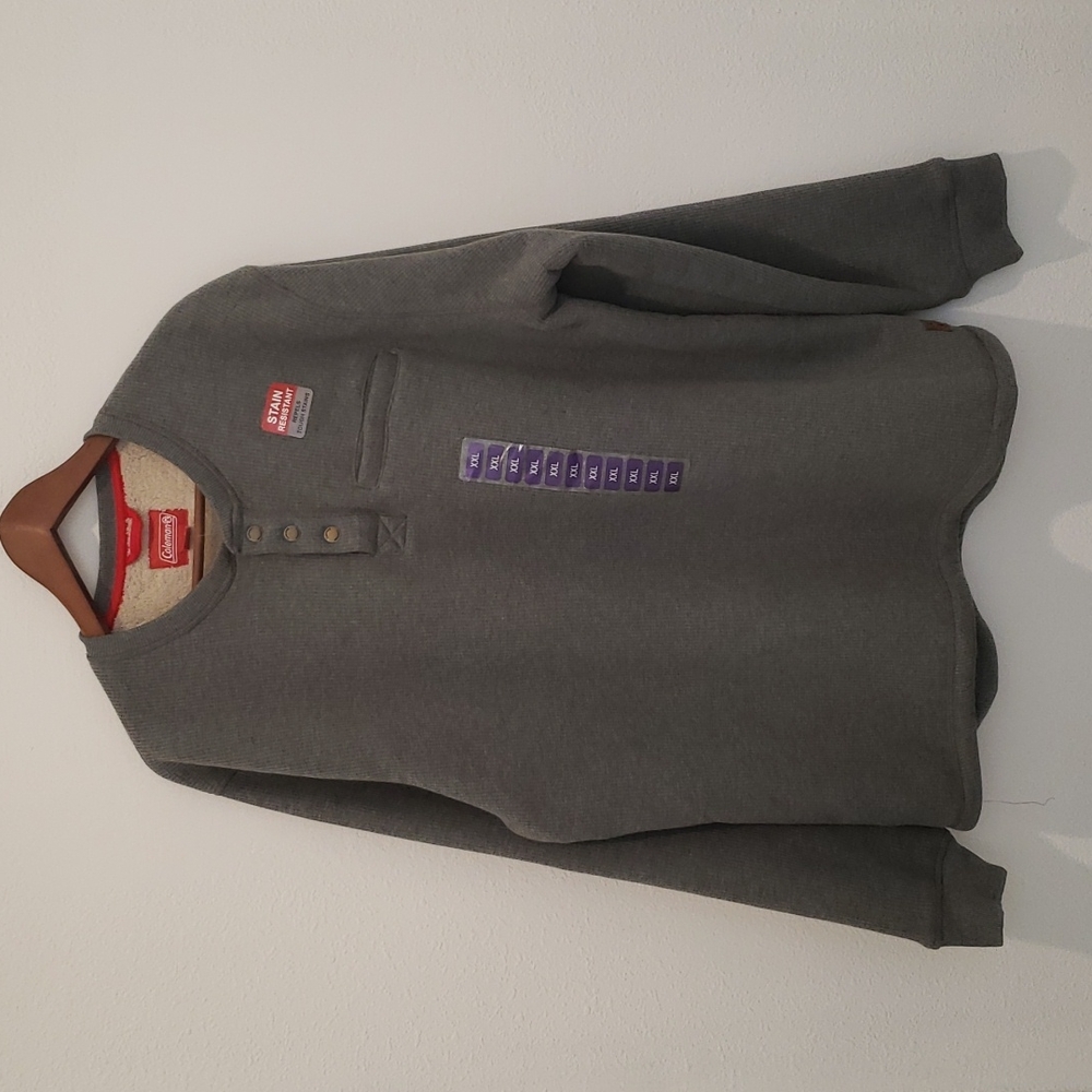 COLEMAN Sherpa Fleece Lined Thermal Sweater Charcoal Heather NWT Large